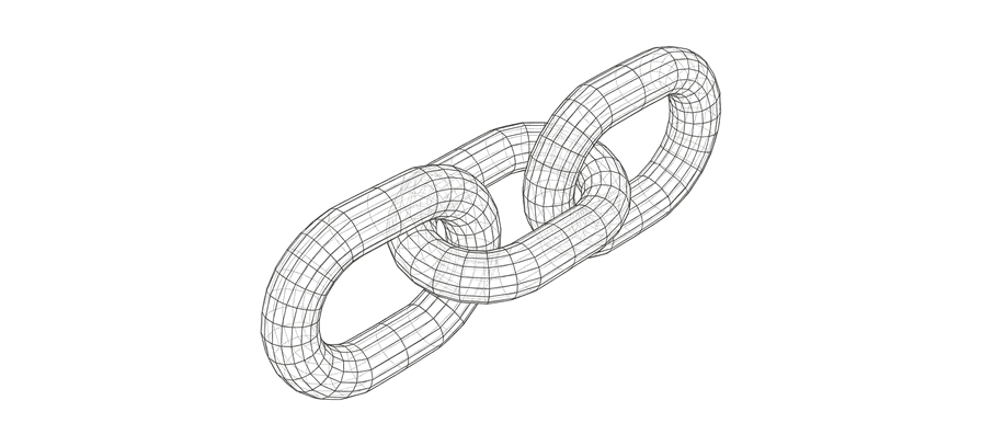 Three interlocking chain links